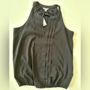 Calvin Klein black halter blouse v neck elastic bottom sz XS